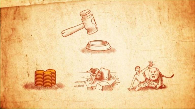 Erklärgrafik im Pergamentstil: Römisches Rechtssystem