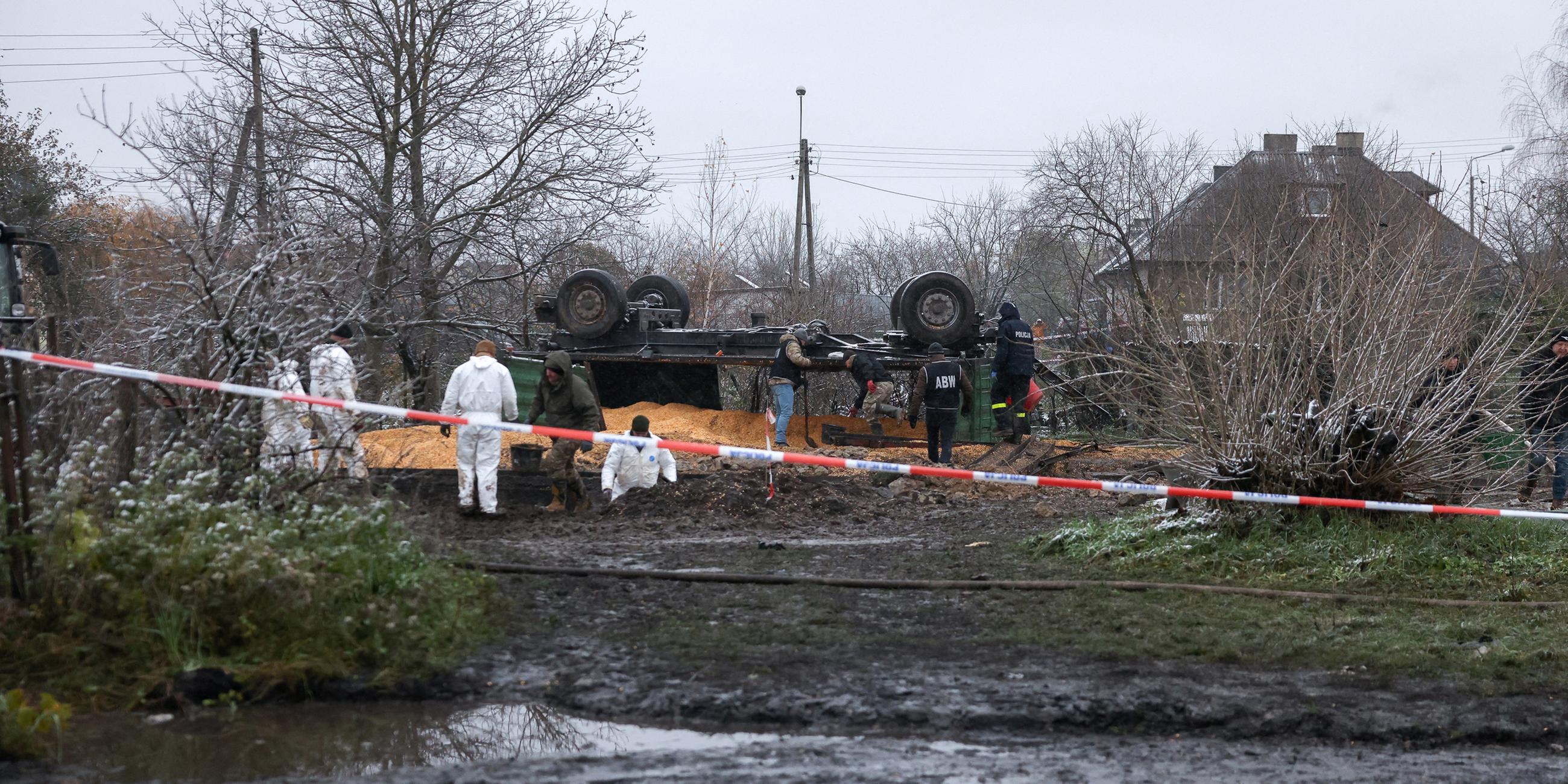 Der Ort der Explosion in Przewodów, Polen, nahe der Grenze zur Ukraine