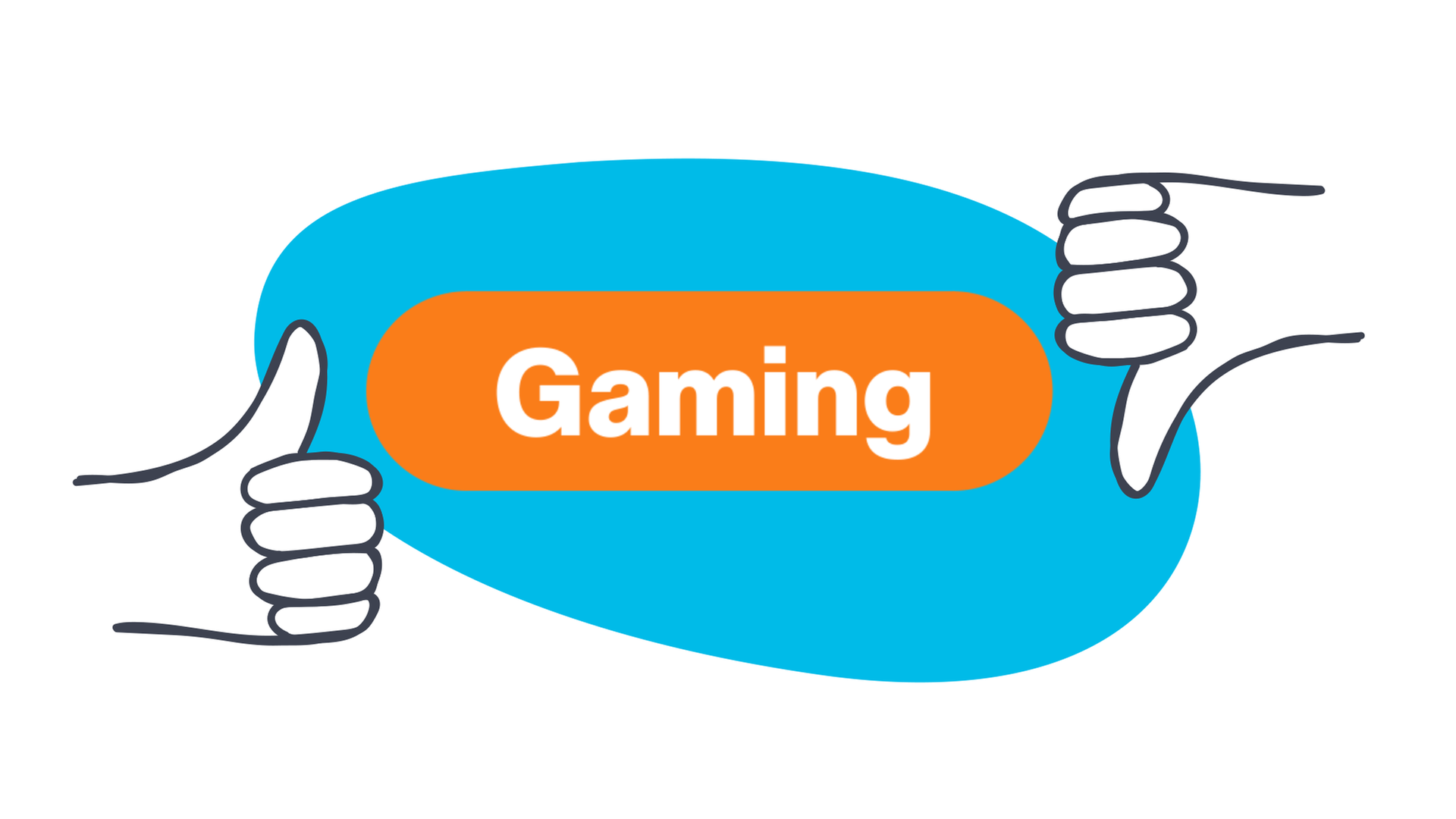 Daumen hoch und Daumen runter + Wort "Zocken"