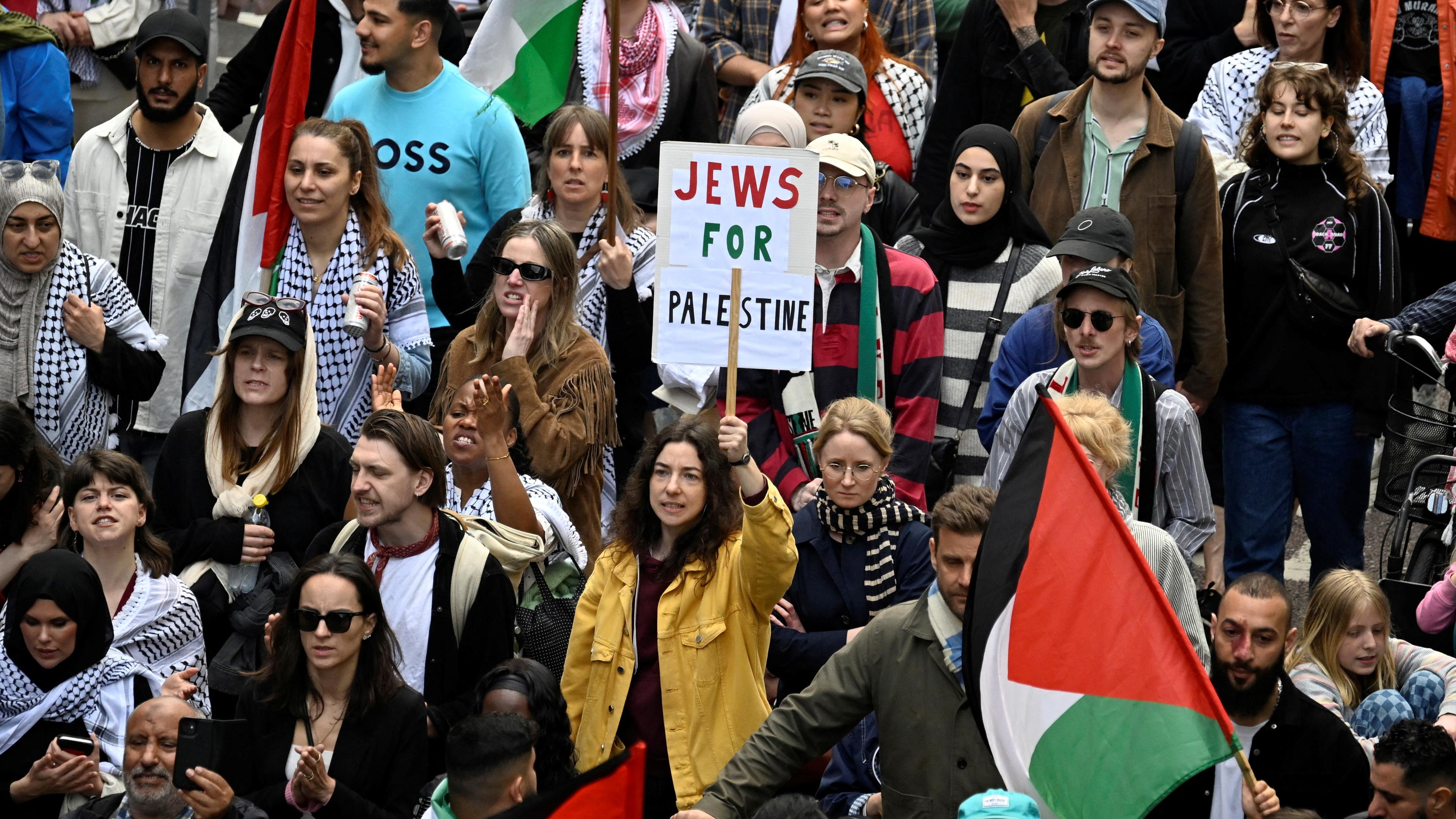Eine Demonstration gegen die Teilnahme von Israel am ESC