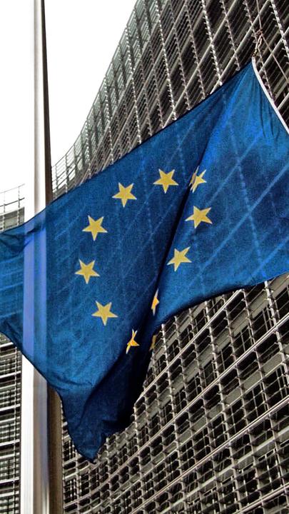 Die Europäische Flagge weht im Wind.