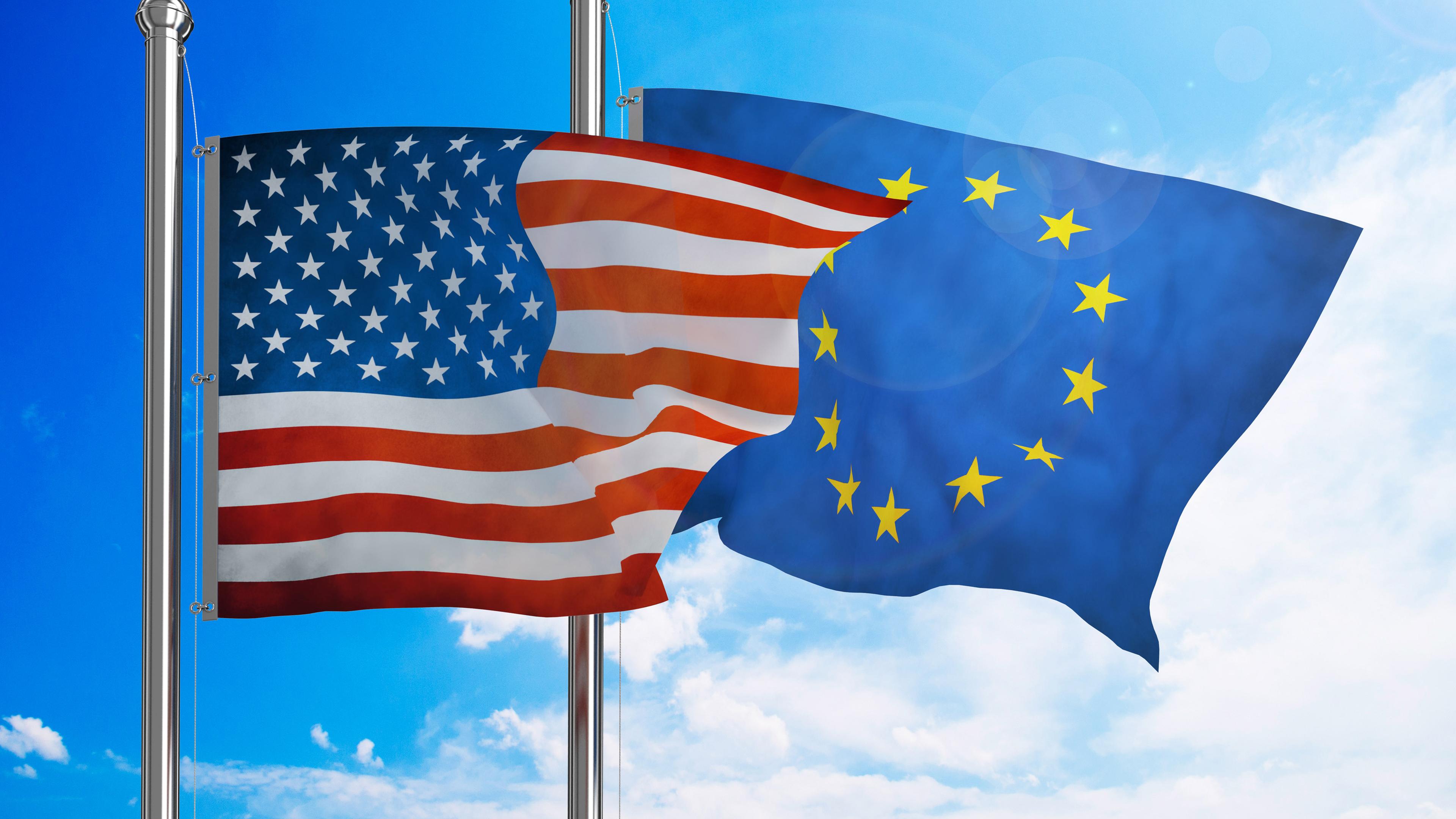 Евросоюз страны сша. Флаг США И Евросоюза. США И ЕС. США И Европа. Флаг Европы и США.