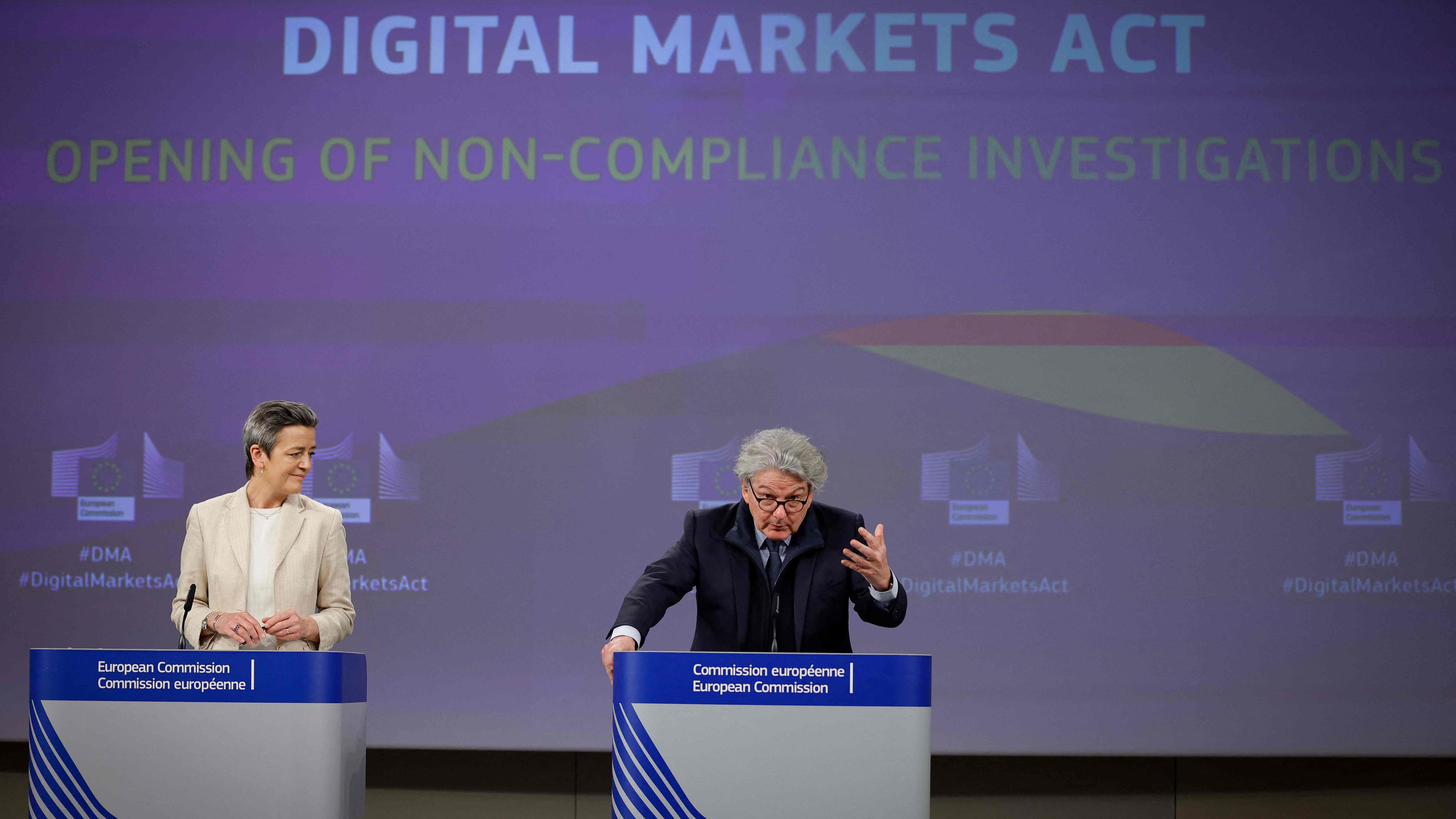 Pressekonferenz der Europäischen Kommission zu den EU-Untersuchungen Apple, Google und Meta im Rahmen des neuen digitalen Gesetzes