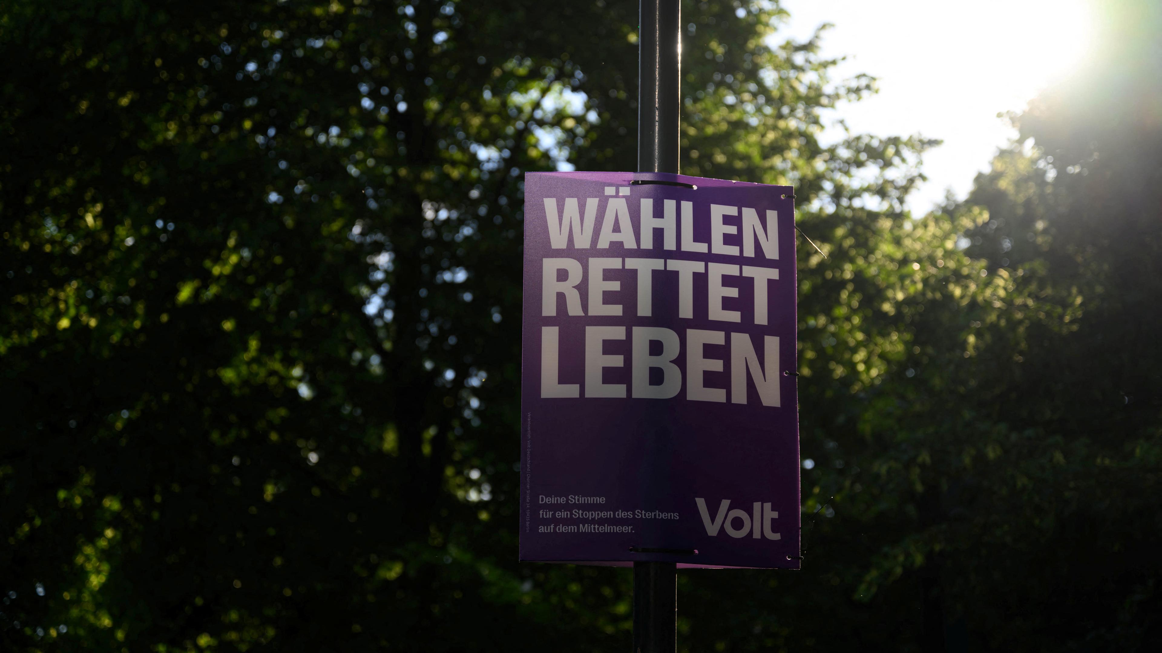 Plakat der Partei Volt zur Europawahl
