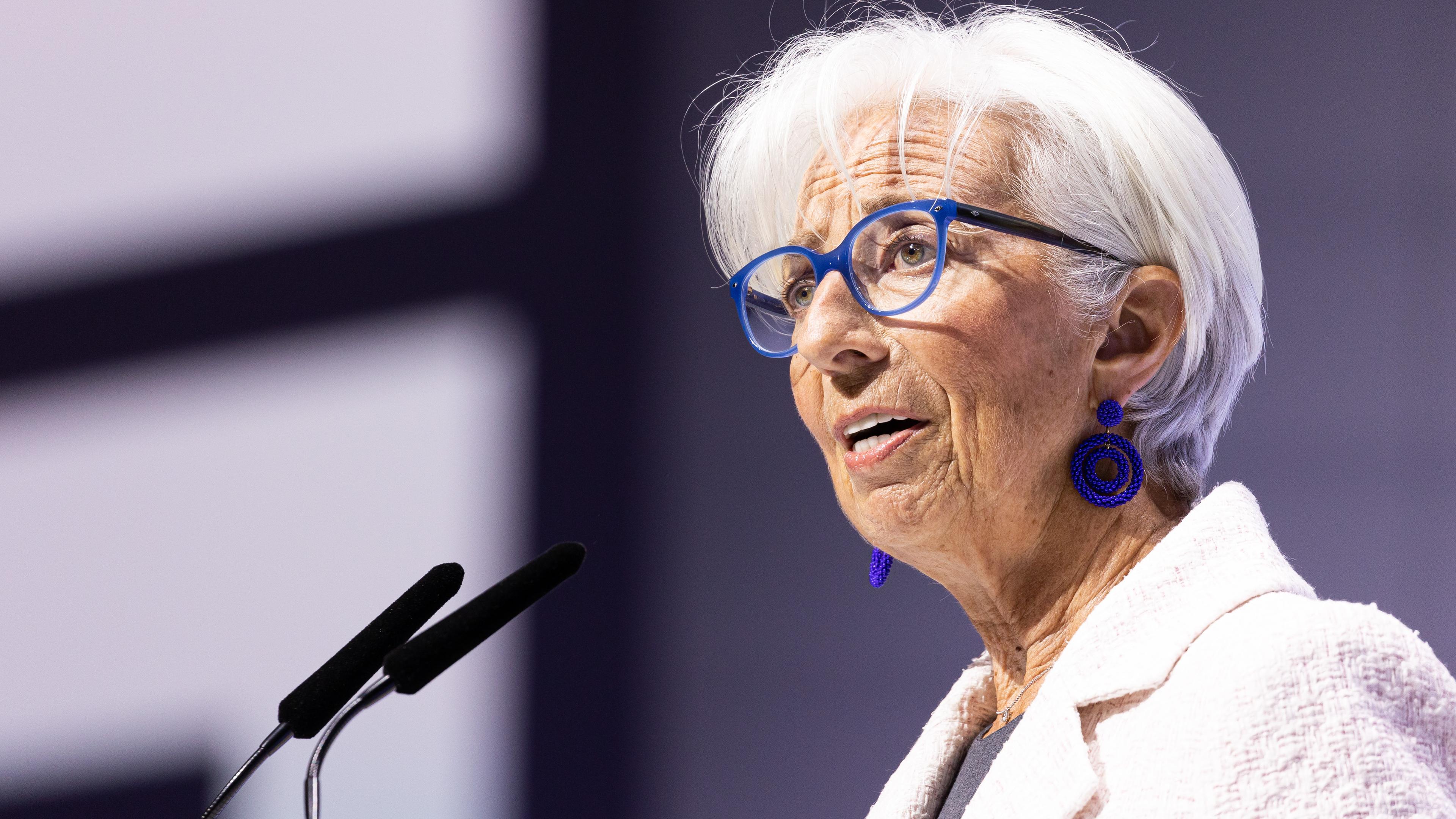 Christine Lagarde, Präsidentin der Europäischen Zentralbank, spricht beim Deutschen Sparkassentag.