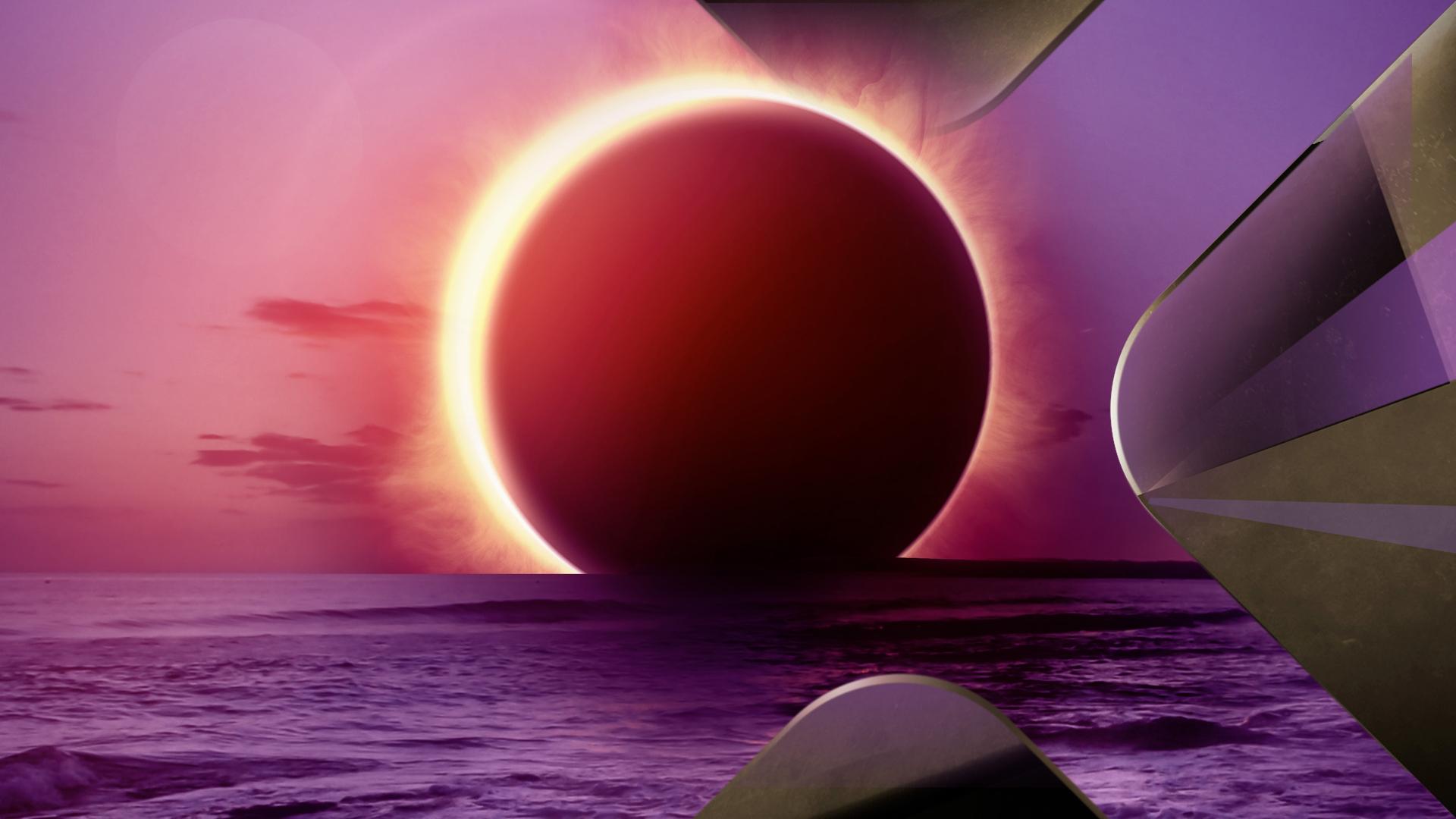Fast totale Sonnenfinstrernis über Meer