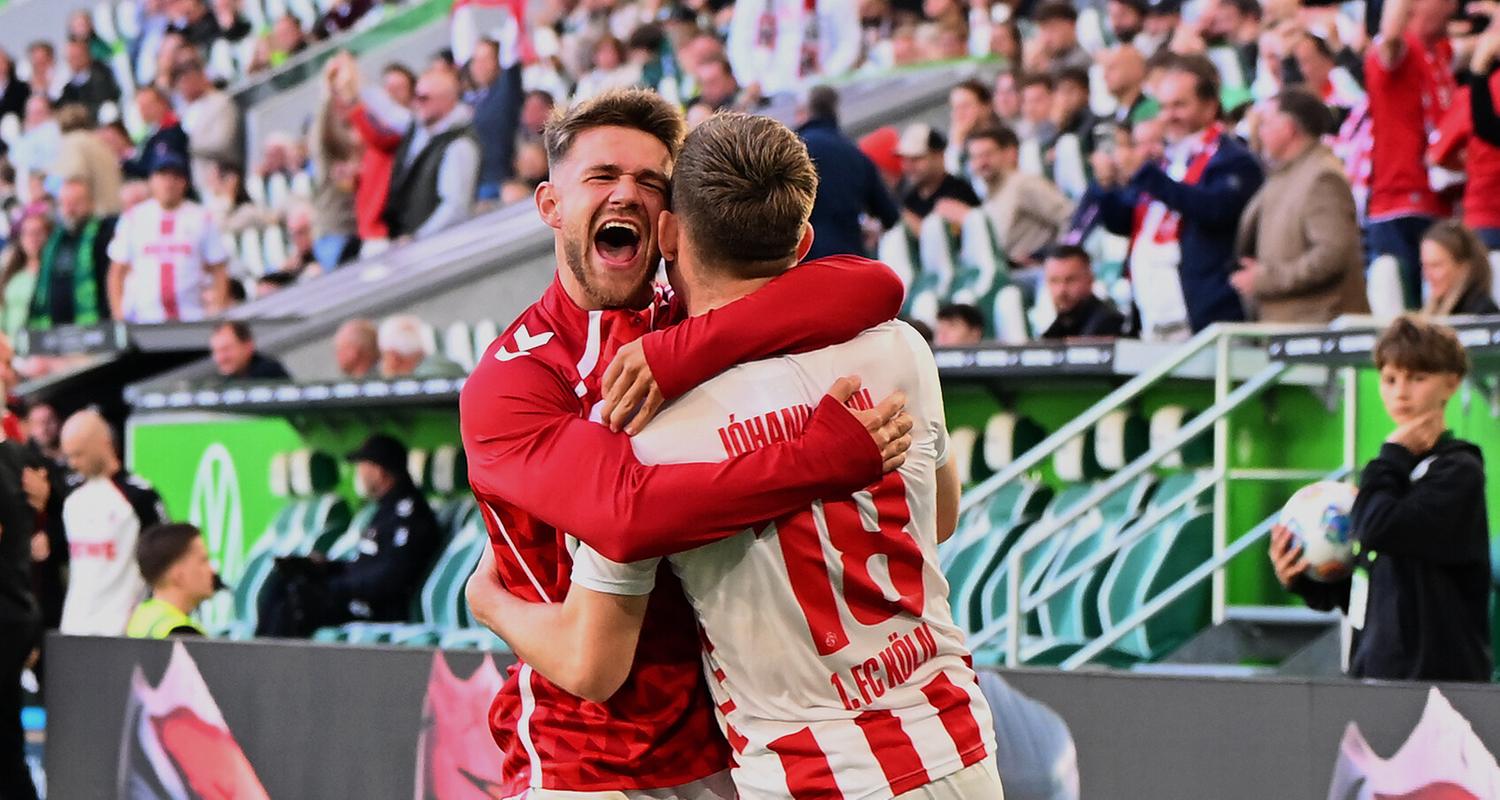 Jan Thielmann (1. FC Köln) und Isak Johannesson (1. FC Köln) jubeln.