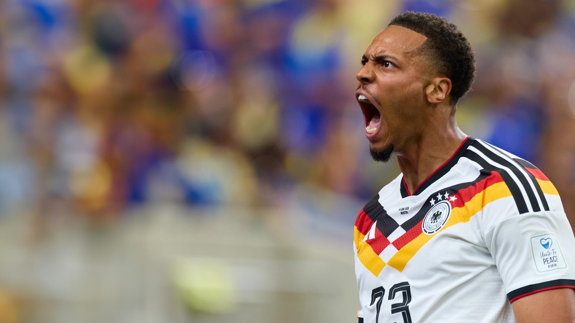 Der deutsche Nationalspieler Felix Nmecha jubelt nach seinem Treffer zum 1:0 gegen Curaçao