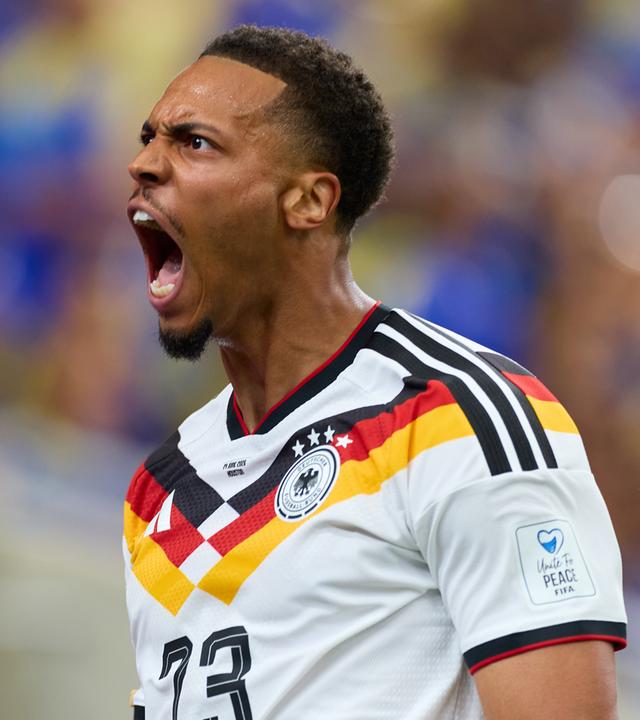 Der deutsche Nationalspieler Felix Nmecha jubelt nach seinem Treffer zum 1:0 gegen Curaçao