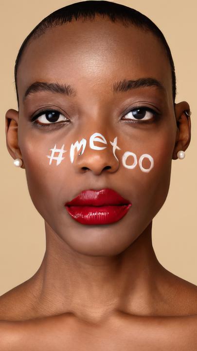 Zwei Frauenbüsten, links eine schwarze Frau mit #metoo Schrift im Gesicht, rechts weiße Frau mit #respect