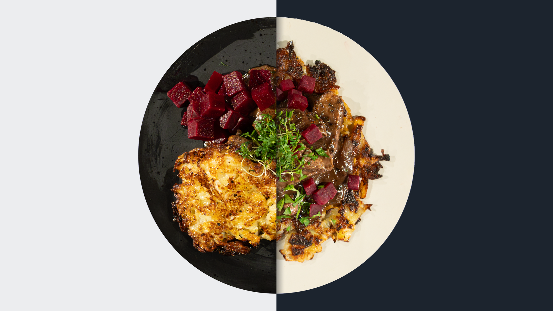 Filetgeschnetzeltes mit Kohlrabi-Kartoffel-Rösti