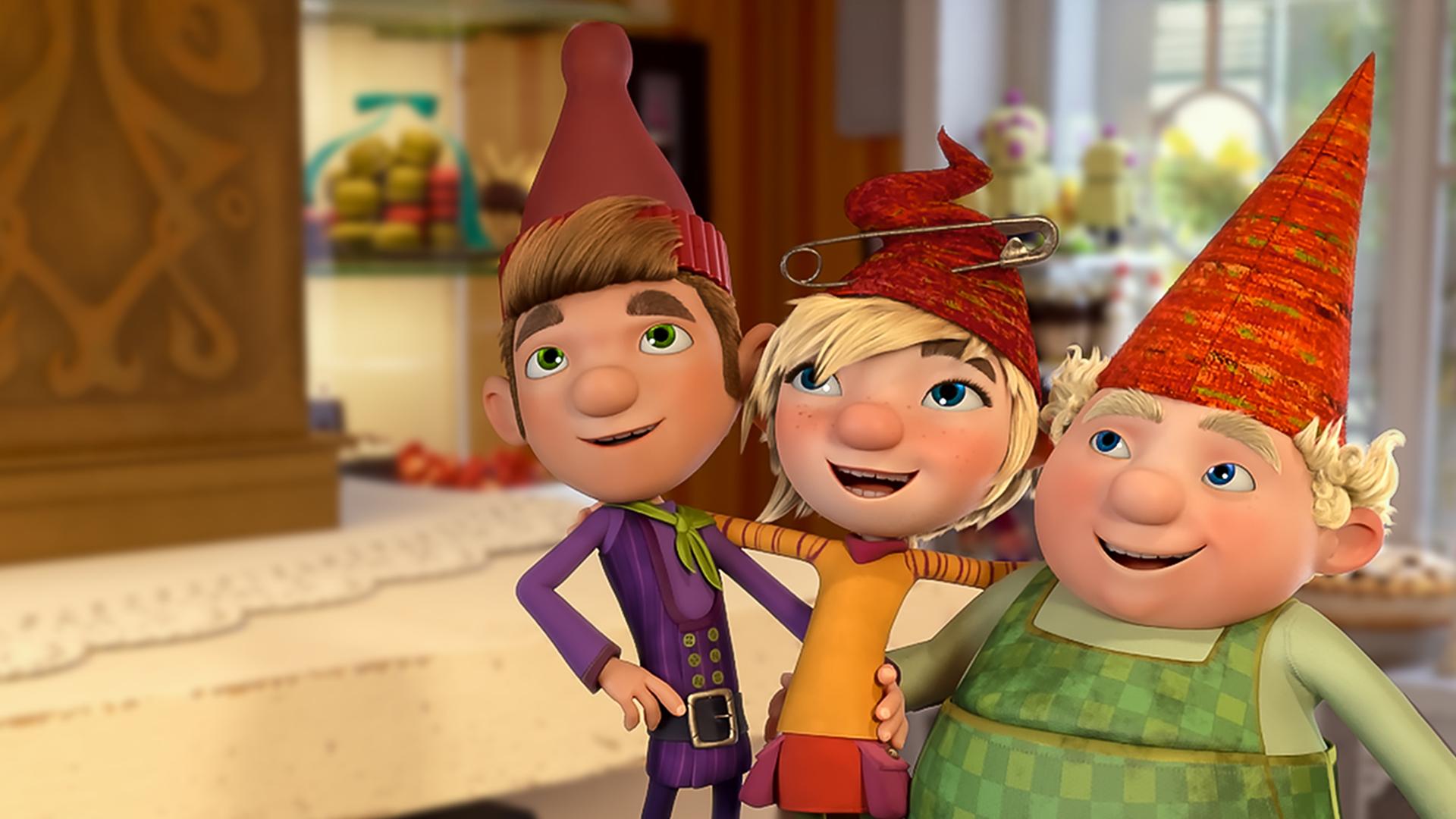 Arm in Arm stehen die drei Heinzels Kipp, Helvi und Butz im Verkaufsraum der Konditorei Hampus auf dem Tresen und grinsen was das Zeug hält. Sie sind stolz darauf, dass sie den verwahrlosten Laden von Theo gründlich auf Vordermann gebracht haben und er jetzt wieder in seinem altem Glanz erscheint.