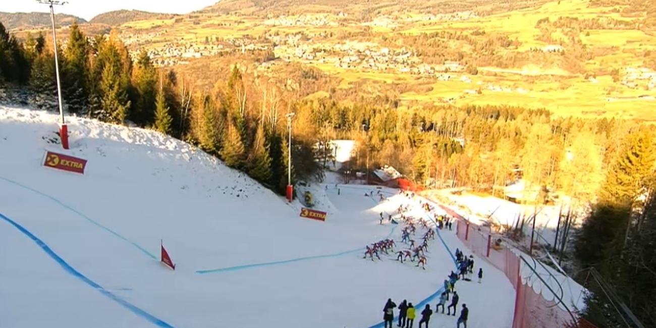 Final Climb der Langläufer auf die Alpe Cermis bei der Tour de Ski.