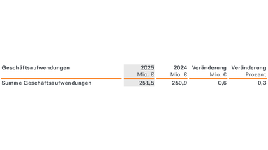 Jahresabschluss 2025 Tabelle 9 Geschäftsaufwendungen