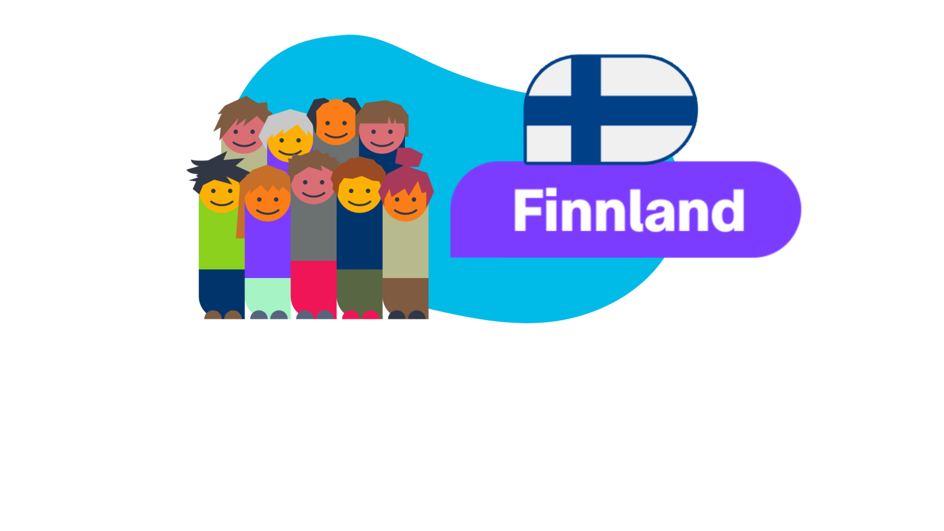 Menschen und die finnische Flagge