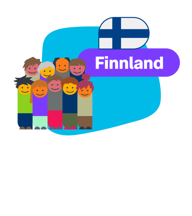 Menschen und die finnische Flagge