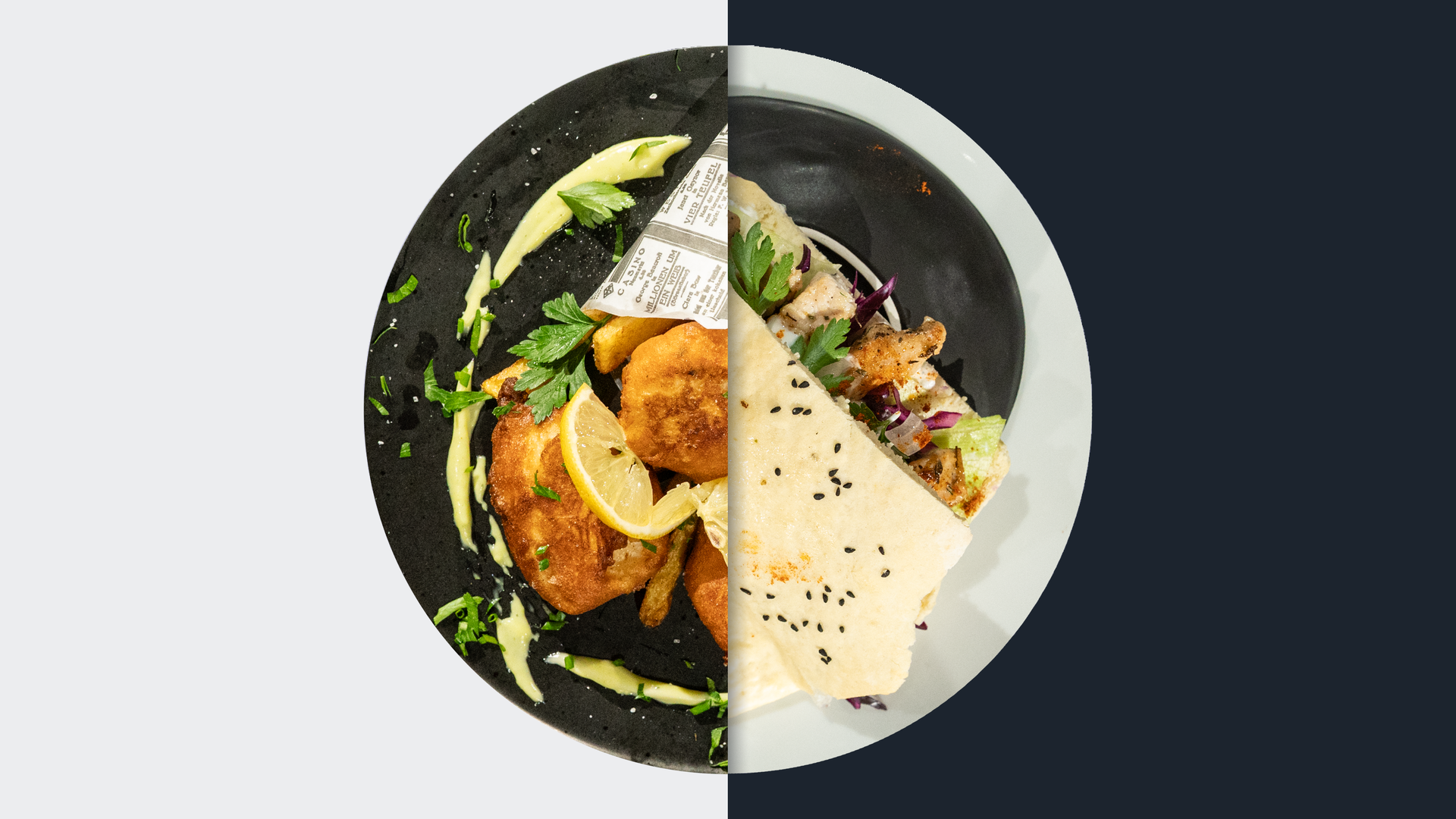 Fish & Chips und Puten-Pfannengyros