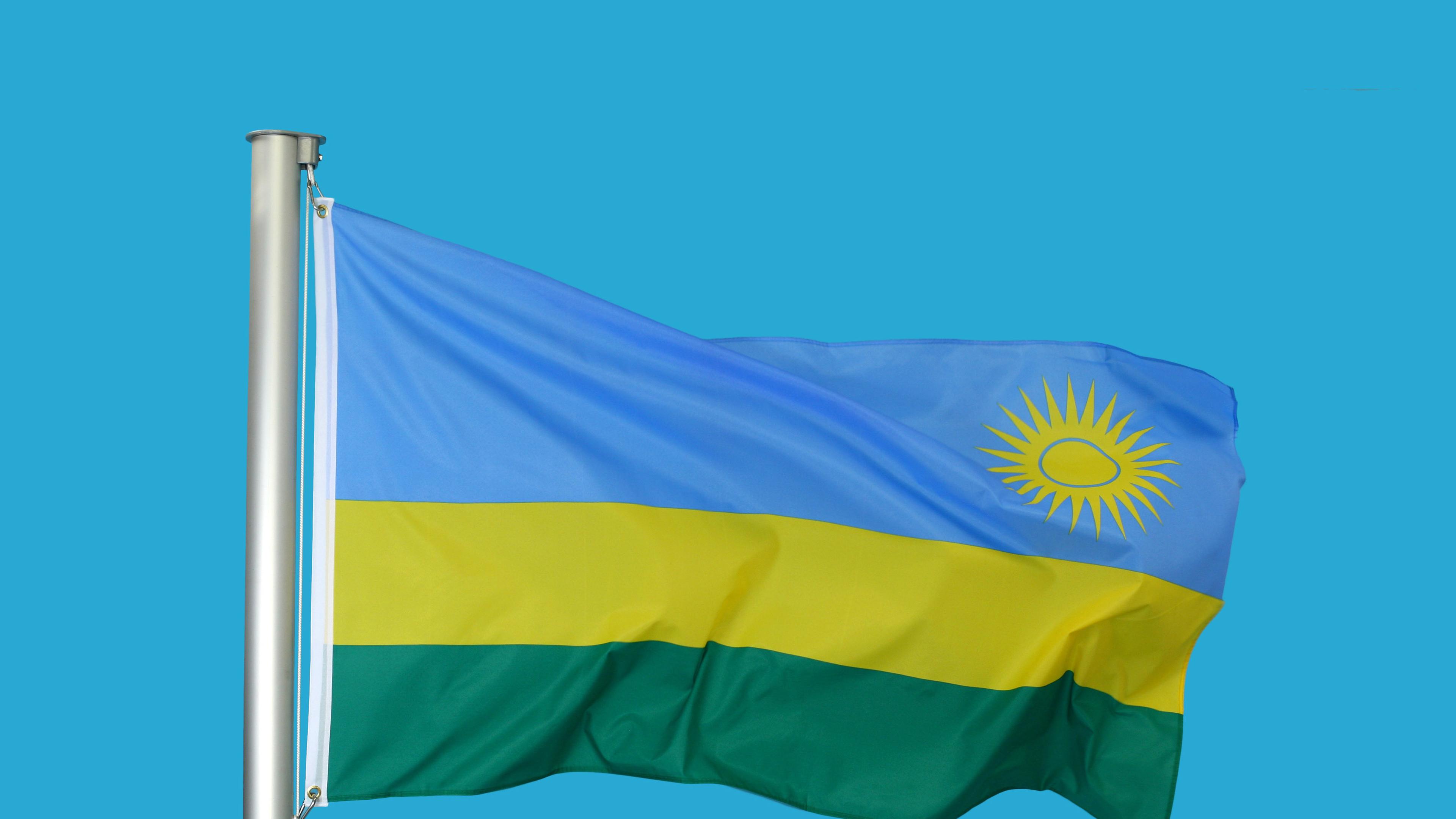 Die Flagge von Ruanda.