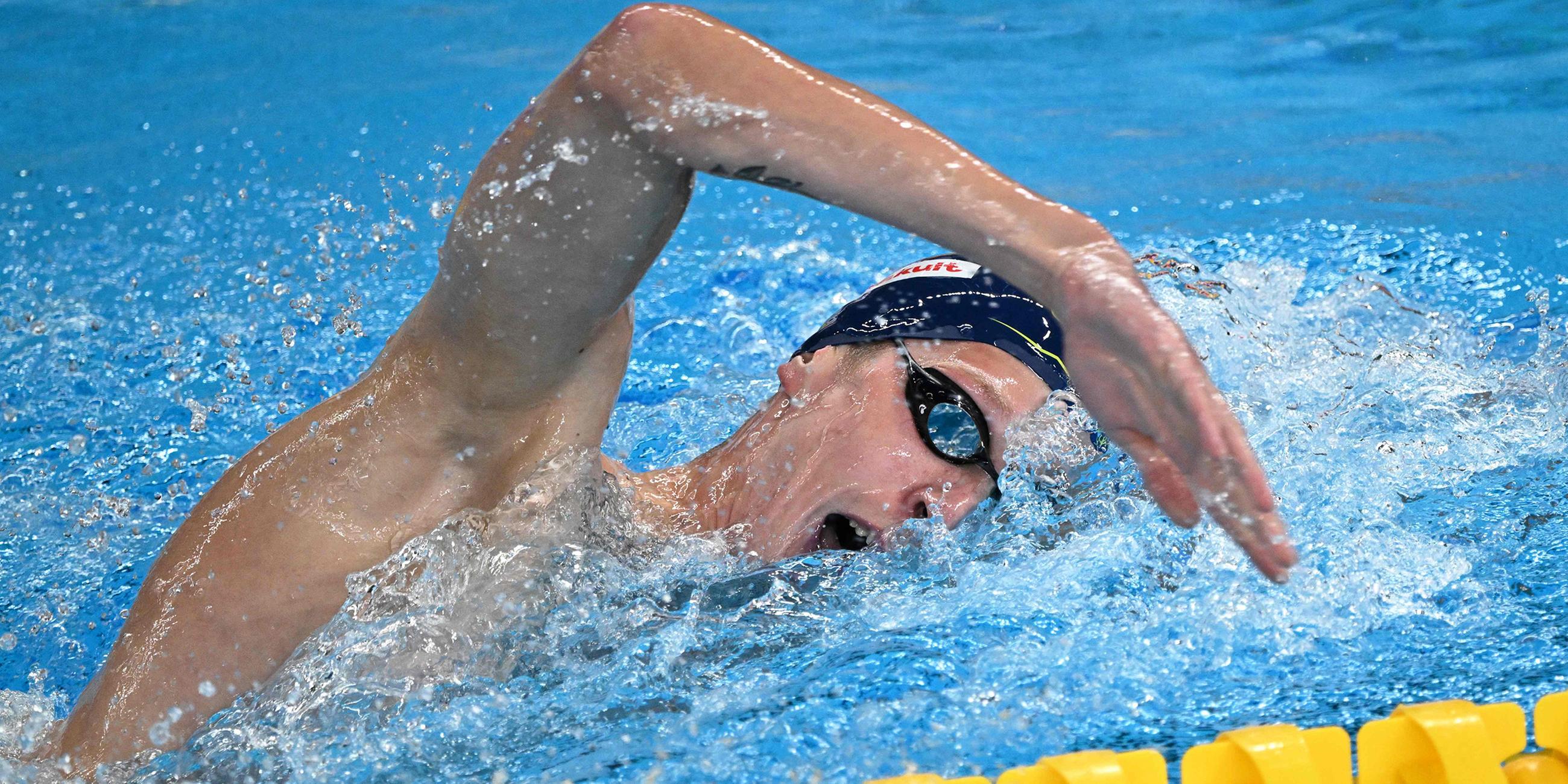 Florian Wellbrock in Aktion bei der Schwimm-WM in Doha