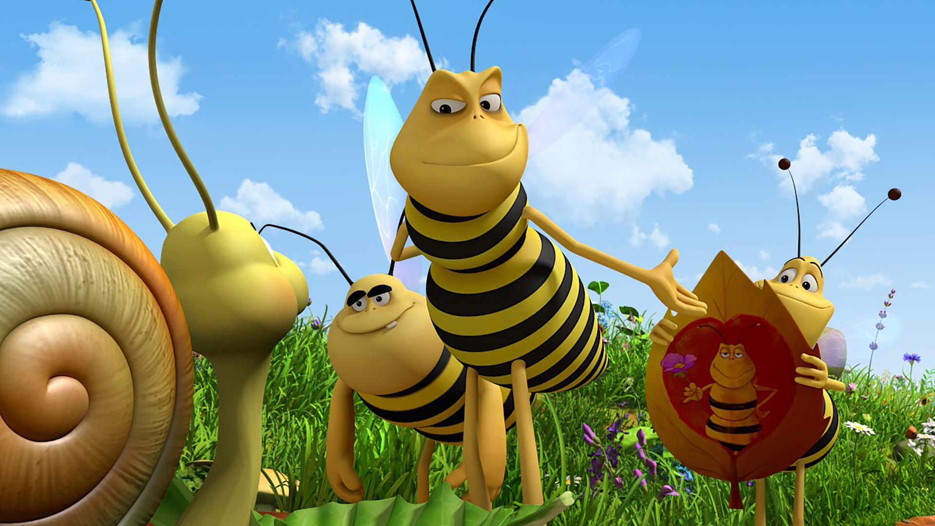 Die Wespen statten Rufus einen Besuch ab und machen Wahlkampf. Die rechte Wespe hält ein Wahlplakat mit ihrem Anführer in den Händen.