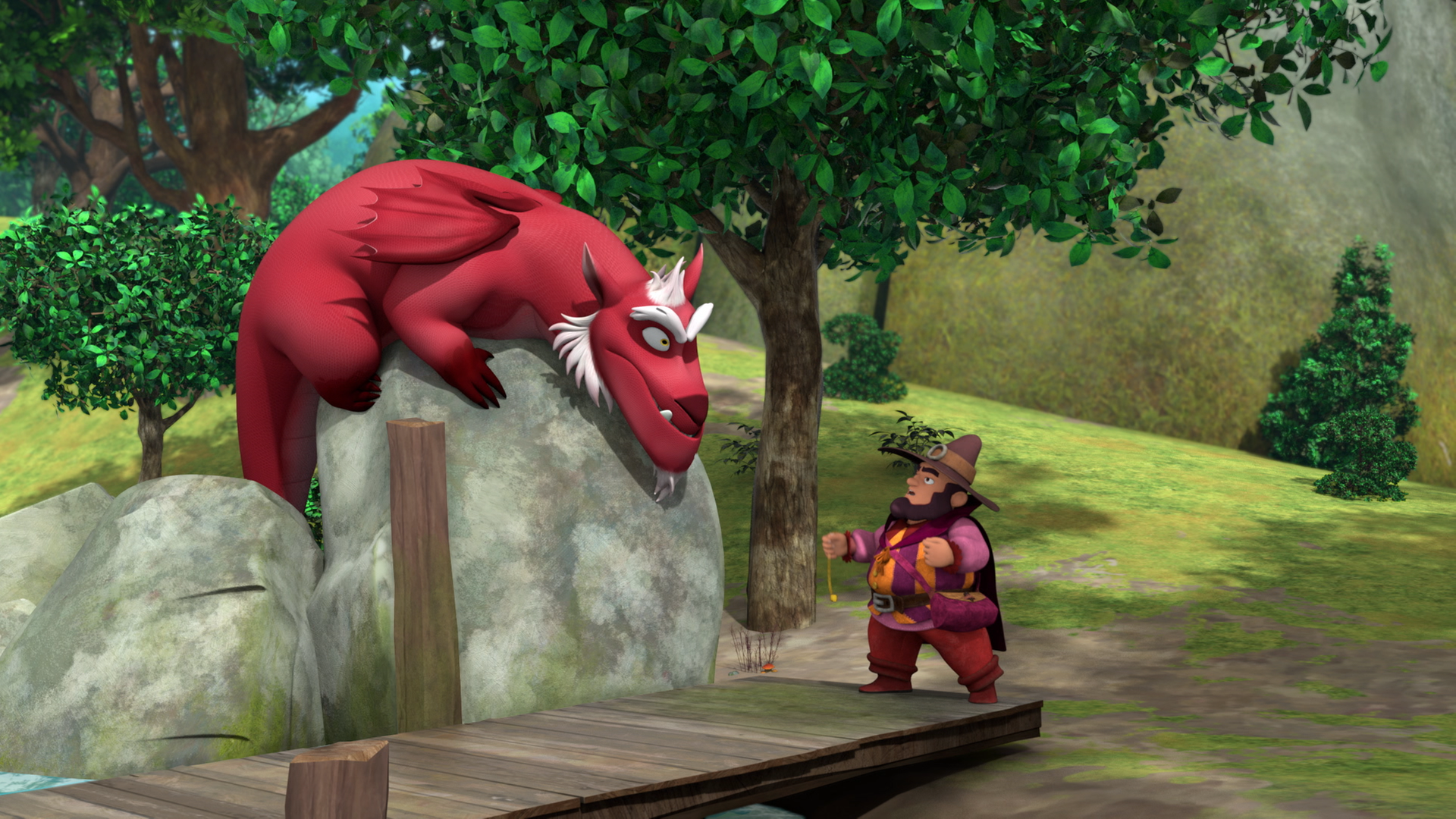 Perdigan hat den Drachen Derke hypnotisiert. Er folgt blind seinen Befehlen.
