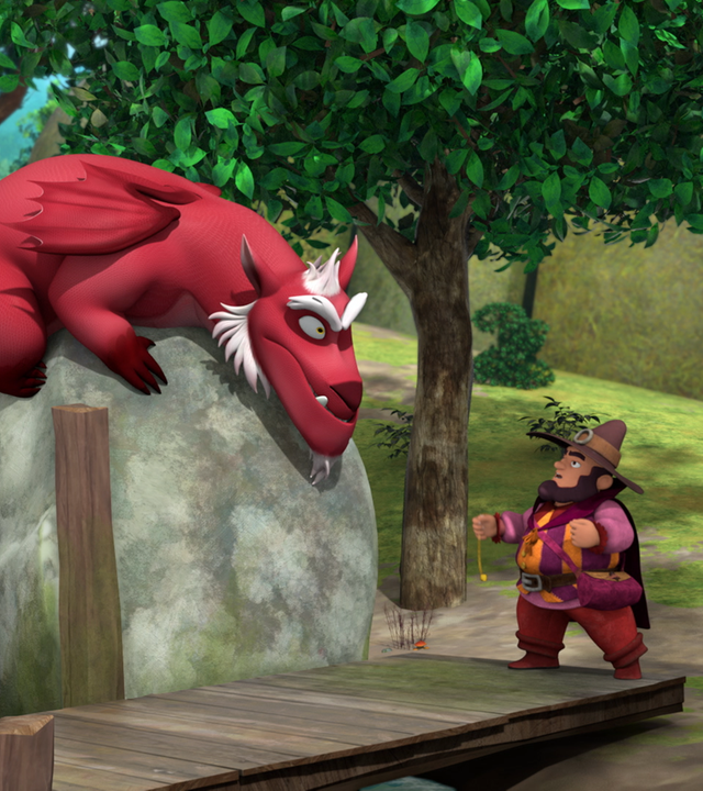 Perdigan hat den Drachen Derke hypnotisiert. Er folgt blind seinen Befehlen.