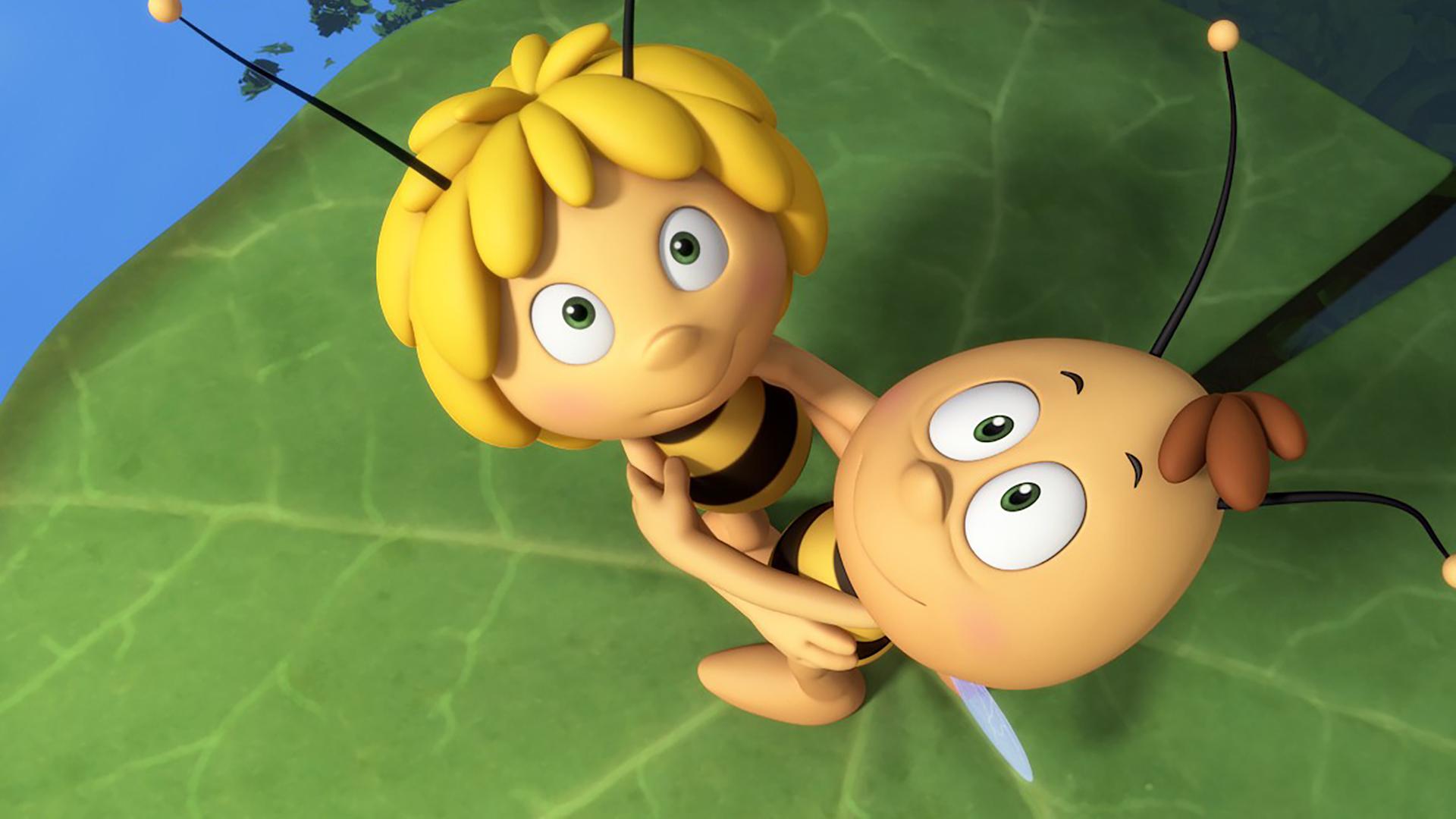 Maja und Willi umarmen sich auf einer Seerose.