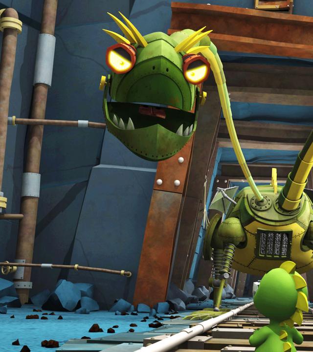 Koks steht den Feuerzangenbrüdern gegenüber, die den Eingang zu einem Minenschacht versperren.