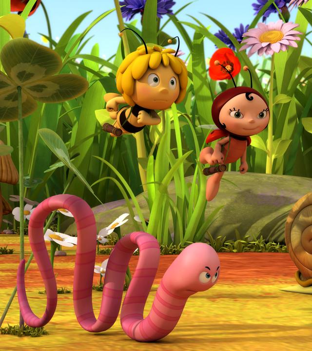 Das Rennen ist in vollem Gange. Maja, Lara, Rufus und Max kämpfen um die Führung. 