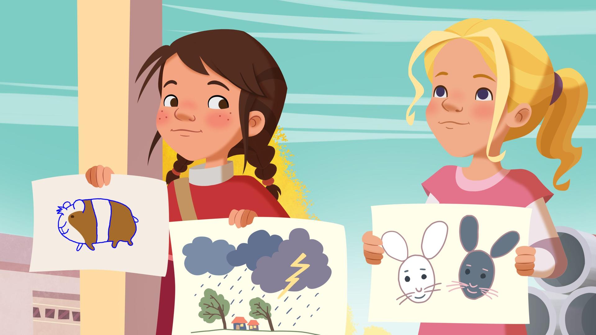 Die Kinder haben Bilder gemalt.