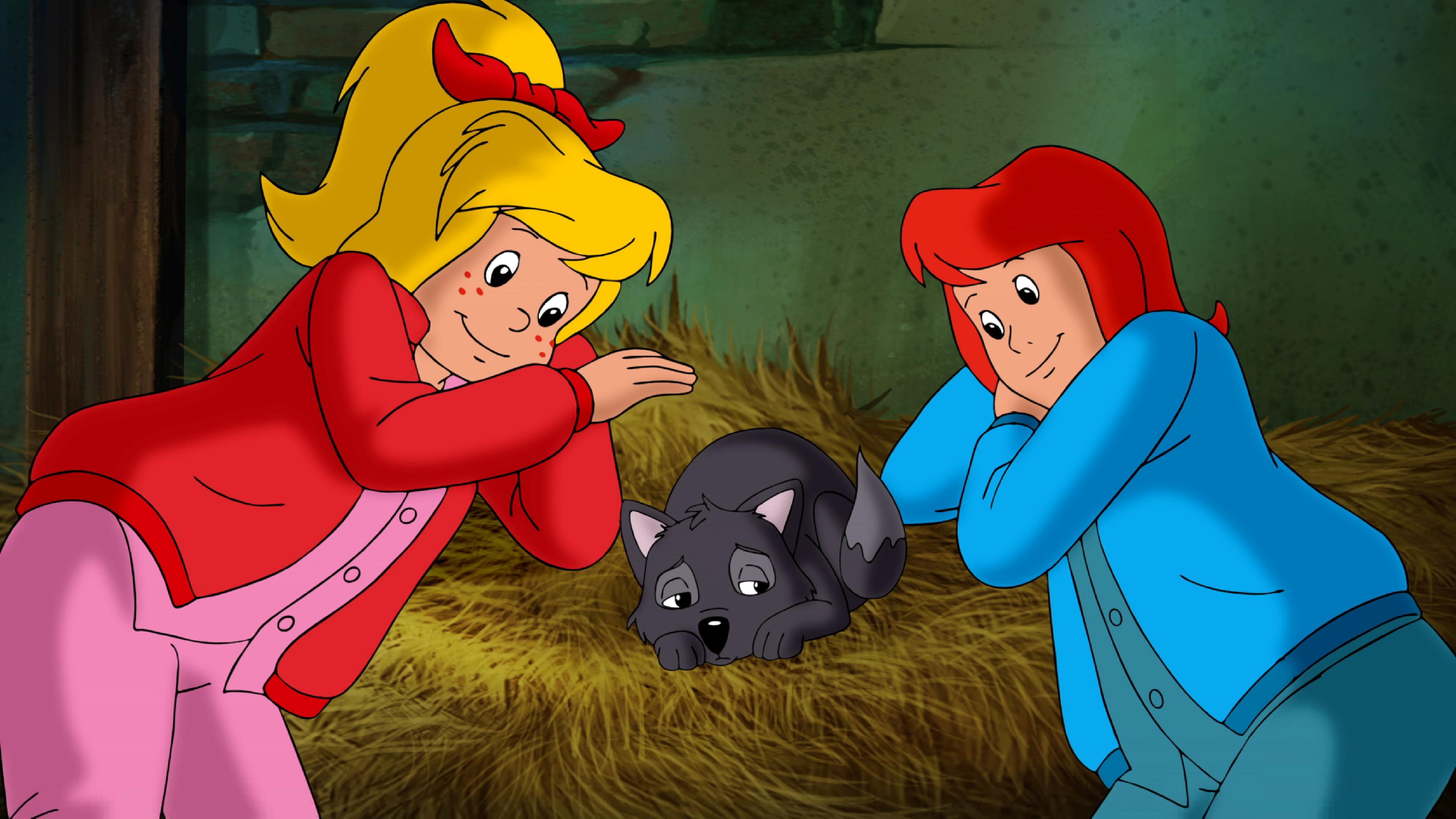 Bibi, Tina und ein kleiner Wolf in der Mitte.