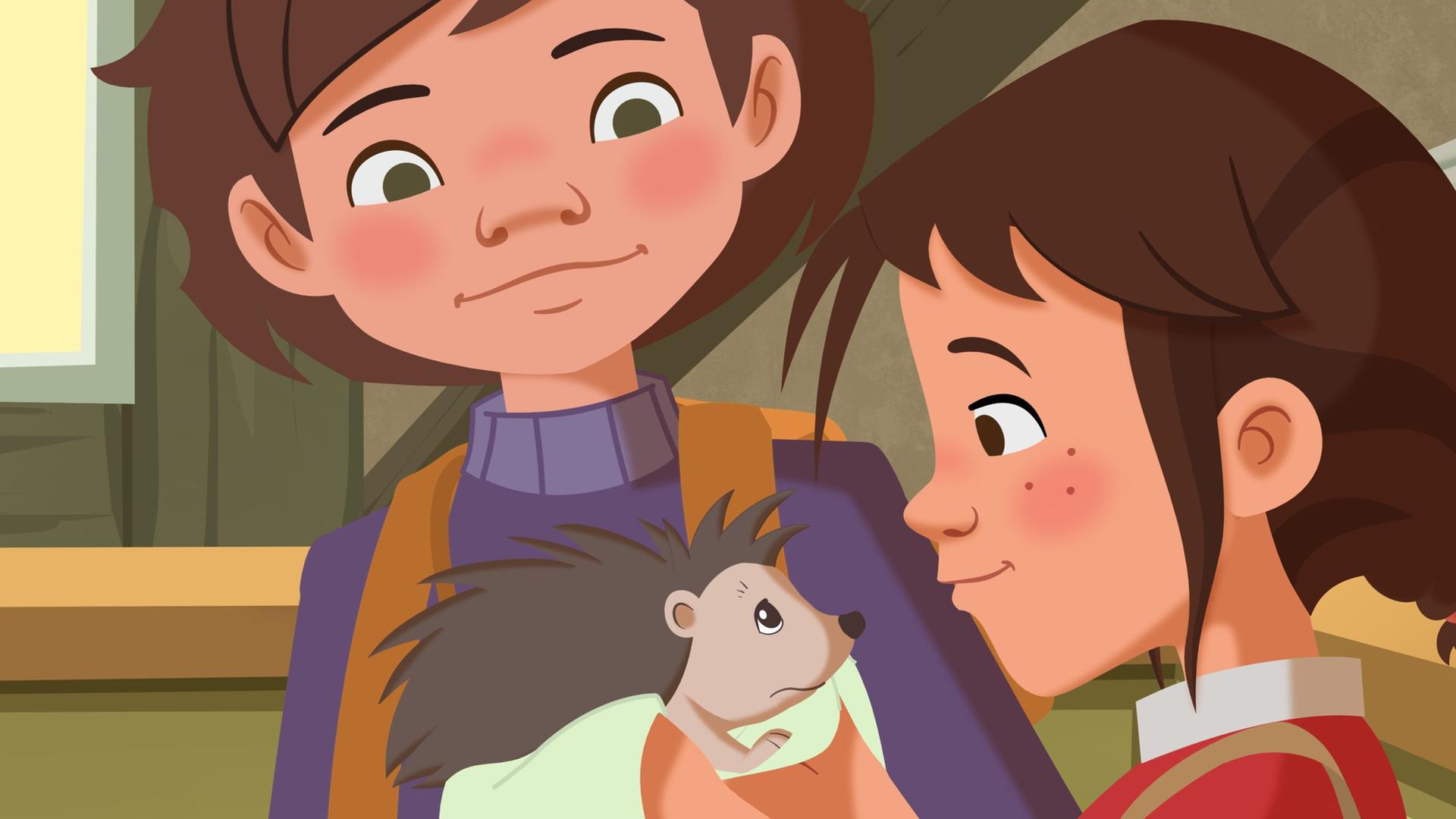 Jul und Tara kümmern sich um einen Igel.