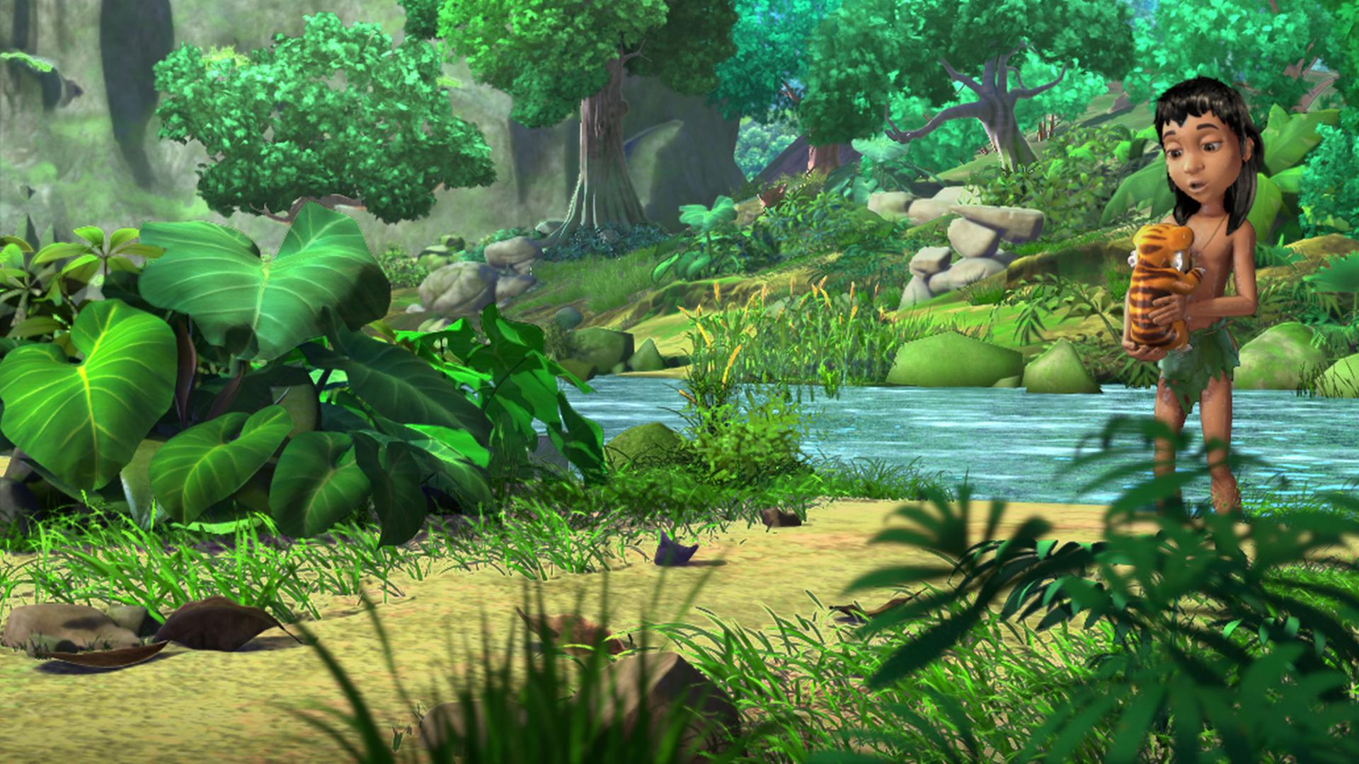 Mogli findet ein Tigerjunges am Fluss.