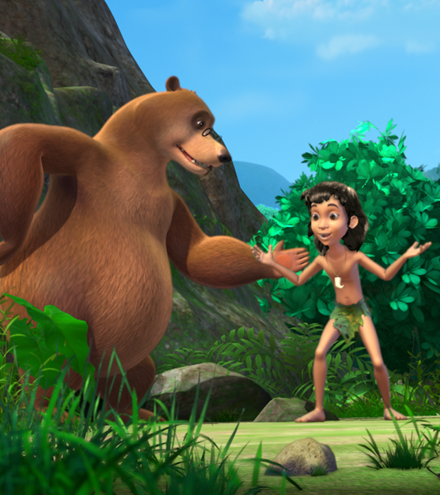 Mogli überrascht Balu und Baghira.