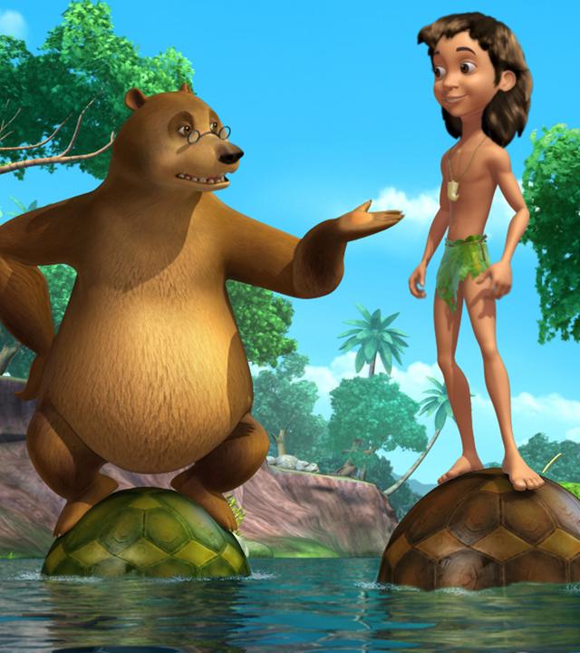Balu und Mogli wollen um die Wette fischen.