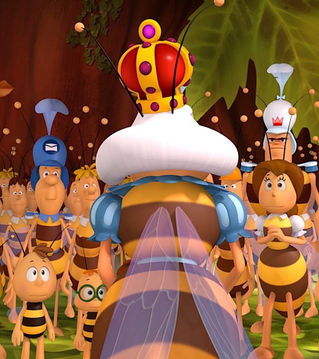 Die Bienenkönigin steht vor ihrem Volk.