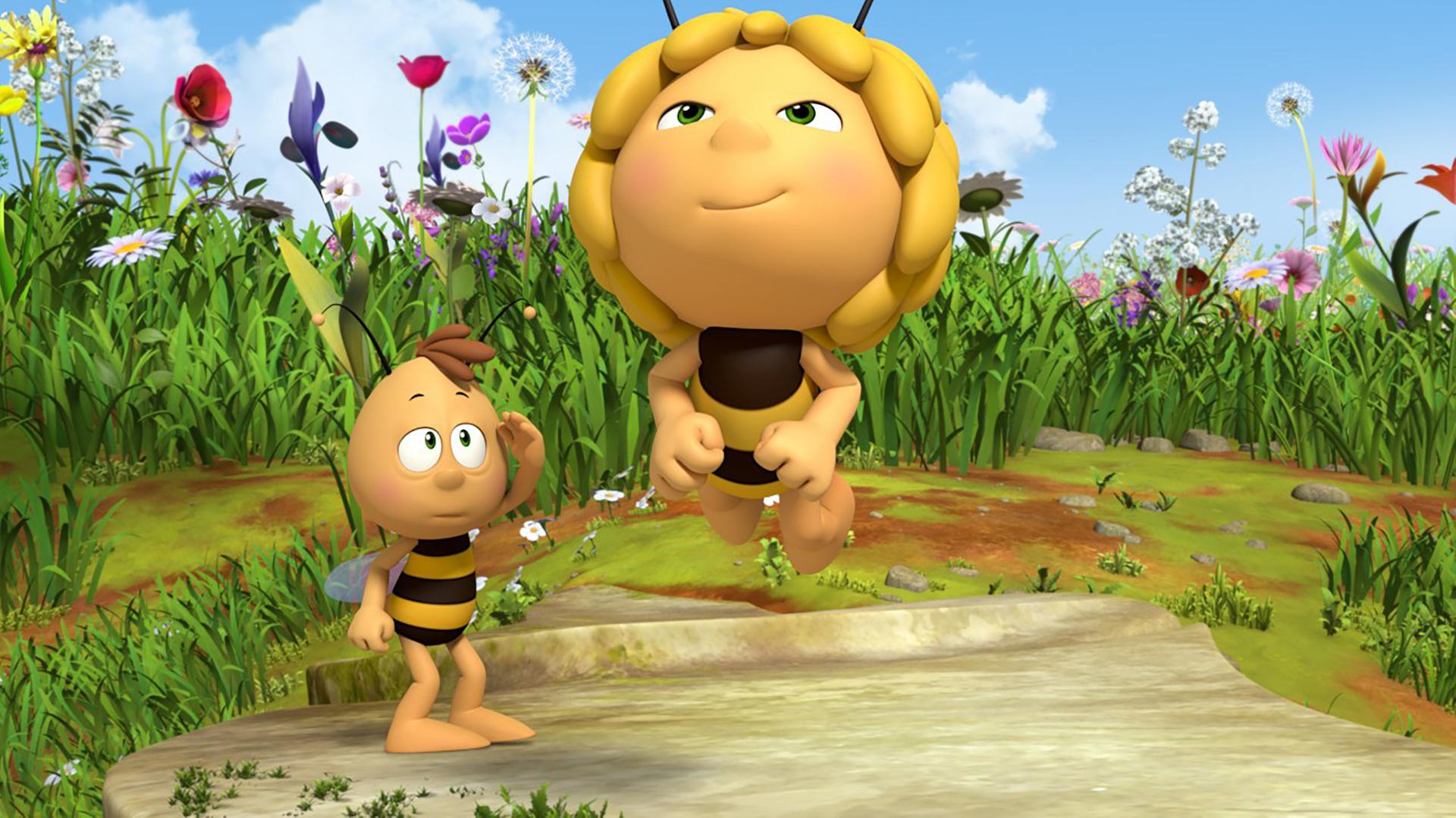 Willi beobachtet Maja dabei, wie sie sich an einem Salto versucht und steil in die Luft steigt.