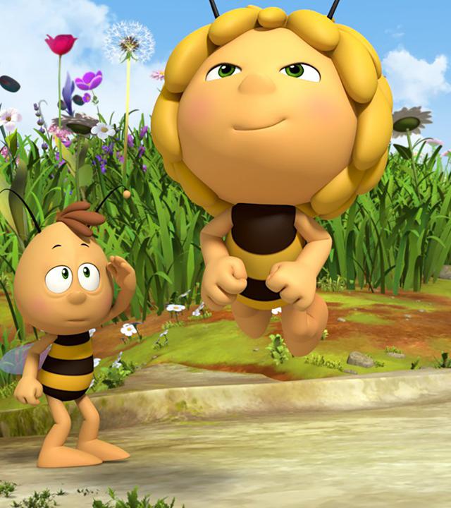 Willi beobachtet Maja dabei, wie sie sich an einem Salto versucht und steil in die Luft steigt.