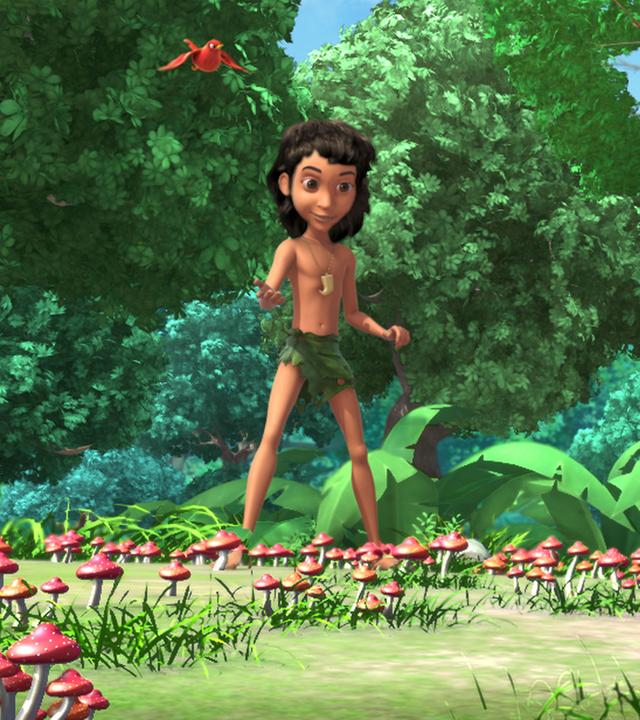 Shir Khan bedroht Mogli und Darsi nach bestandener Dschungelprüfung.