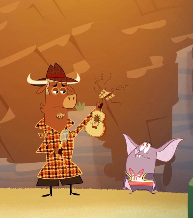 Die Fledermaus ist hilflos. Sie fragt Sherlock Yack und Hermione um Hilfe, denn alle Saiten ihrer Gitarre sind gerissen.