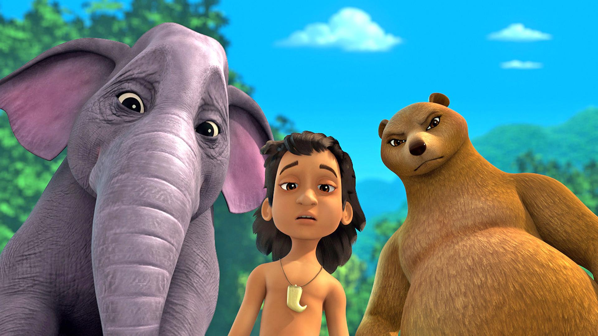 Hathi, Mogli und Bela wurden von Kaa hypnotisiert.