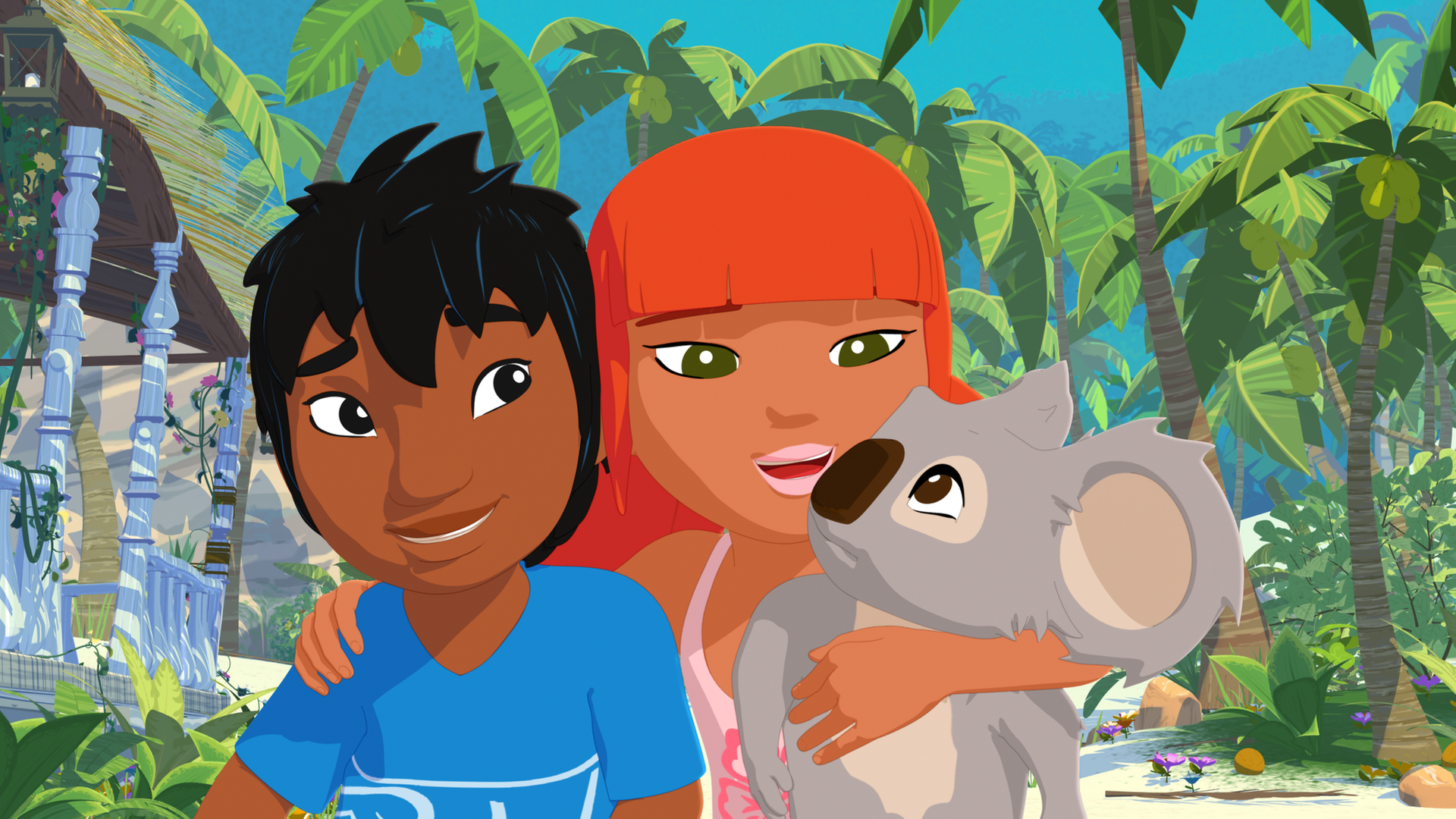 Timeti, ihr Cousin und Koala Raoul.