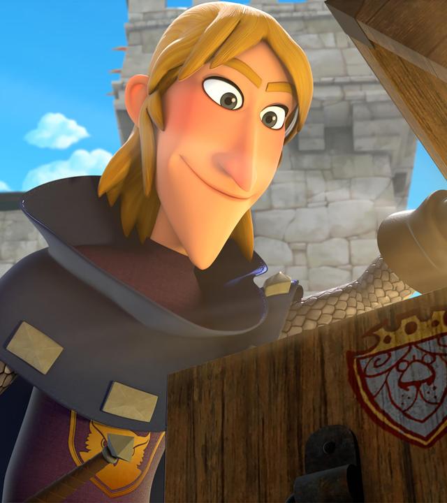 Vor den Mauern des Schlosses steht Baron Fitzwalter und öffnet eine hölzerne Truhe. Er schaut grinsend hinein. Helles, goldenes Licht strahlt ihm aus der Truhe entgegen.