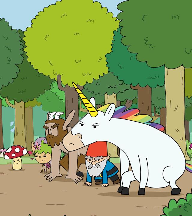 Am Rand des Waldes: Die fünf Helden Tupfen, Twinkle, Hufius, Herbert und Blümchen befinden sich in Startposition zu einem Sprint. Angespannt warten sie auf das Zeichen zum Start. Vor ihnen, neben einer Fahne bedruckt mit einem goldenen Siegerpokal, steht der Koboldkönig. Allerdings ist er nicht zu erkennen. Sein lilafarbener Umhang mit Kapuze verhüllt ihn vollkommen. Ein grüner Arm und die lange, grüne Nase schauen heraus.