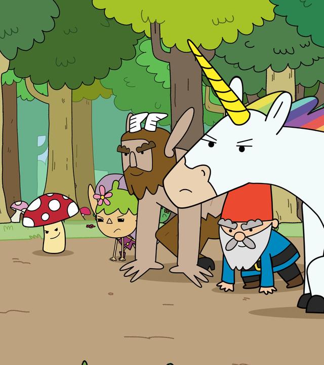 Am Rand des Waldes: Die fünf Helden Tupfen, Twinkle, Hufius, Herbert und Blümchen befinden sich in Startposition zu einem Sprint. Angespannt warten sie auf das Zeichen zum Start. Vor ihnen, neben einer Fahne bedruckt mit einem goldenen Siegerpokal, steht der Koboldkönig. Allerdings ist er nicht zu erkennen. Sein lilafarbener Umhang mit Kapuze verhüllt ihn vollkommen. Ein grüner Arm und die lange, grüne Nase schauen heraus.