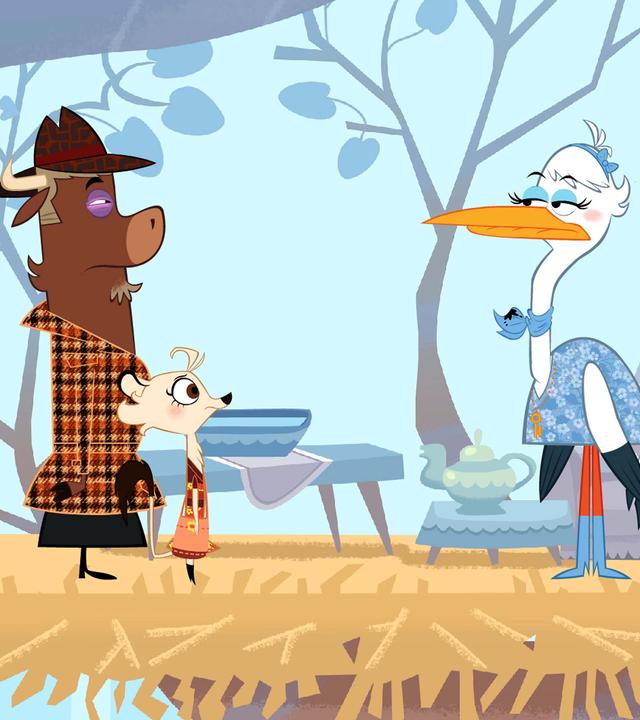 Sherlock Yack und Hermione reden mit Fräulein Storch. Sie wird verdächtigt, den Doktor bestohlen zu haben. Auf ihrem Schal ist ein verdächtiger Fleck.