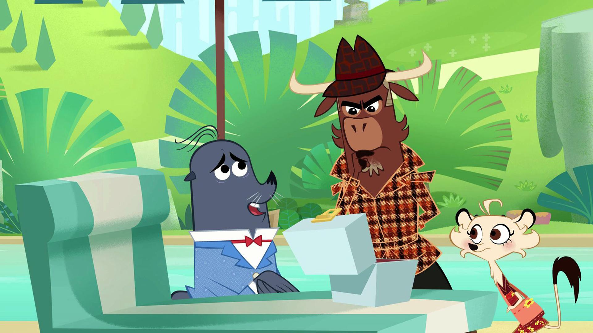 Der Seehund zeigt Sherlock Yack und Hermione seinen leeren Safe. Er sieht traurig aus. Sherlock Yack und Hermione sind entschlossen. 