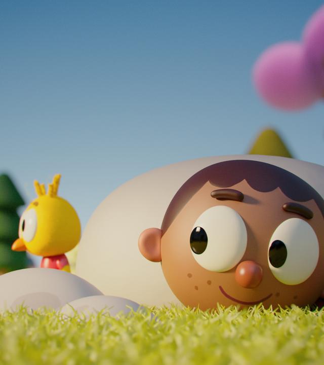 Der Körper von Karlas Mitschülerin Alex liegt in Einzelteilen auf einer Wiese verstreut. Ihr Kopf und einer ihrer Zöpfe liegen neben einem großen Stein. Das Küken Karla steht neben Alex bei einem anderen Stein. Im Hintergrund stehen der Junge mit dem Toasterkopf, Goldie, das Mädchen mit dem Goldfisch-Kopf, und der Tomaten-Junge Heinz. Sie suchen nach weiteren Teilen von Alex' Körper.