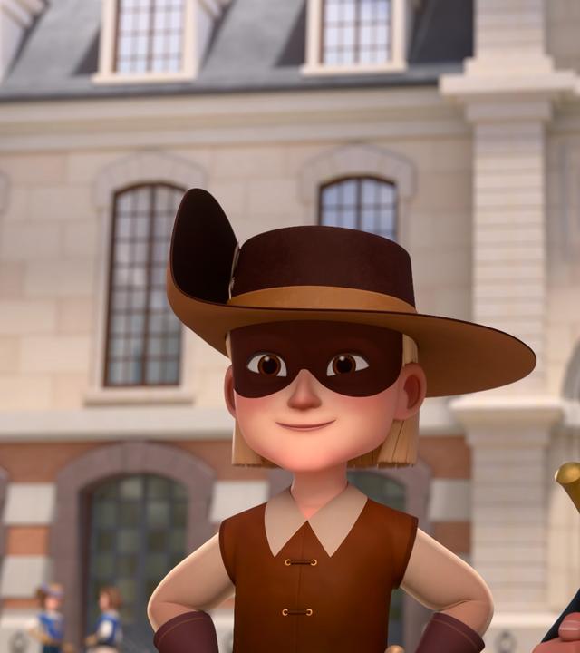 Wir sehen im Hof des Louvre den selbstbewusst grinsenden Jussac in Musketierkluft. Neben ihm steht de Tréville und schaut erstaunt.