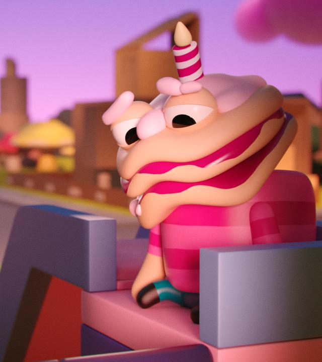 Othello, der Torten-Junge, sitzt mit traurigem Blick allein ganz oben auf einer Rutsche.